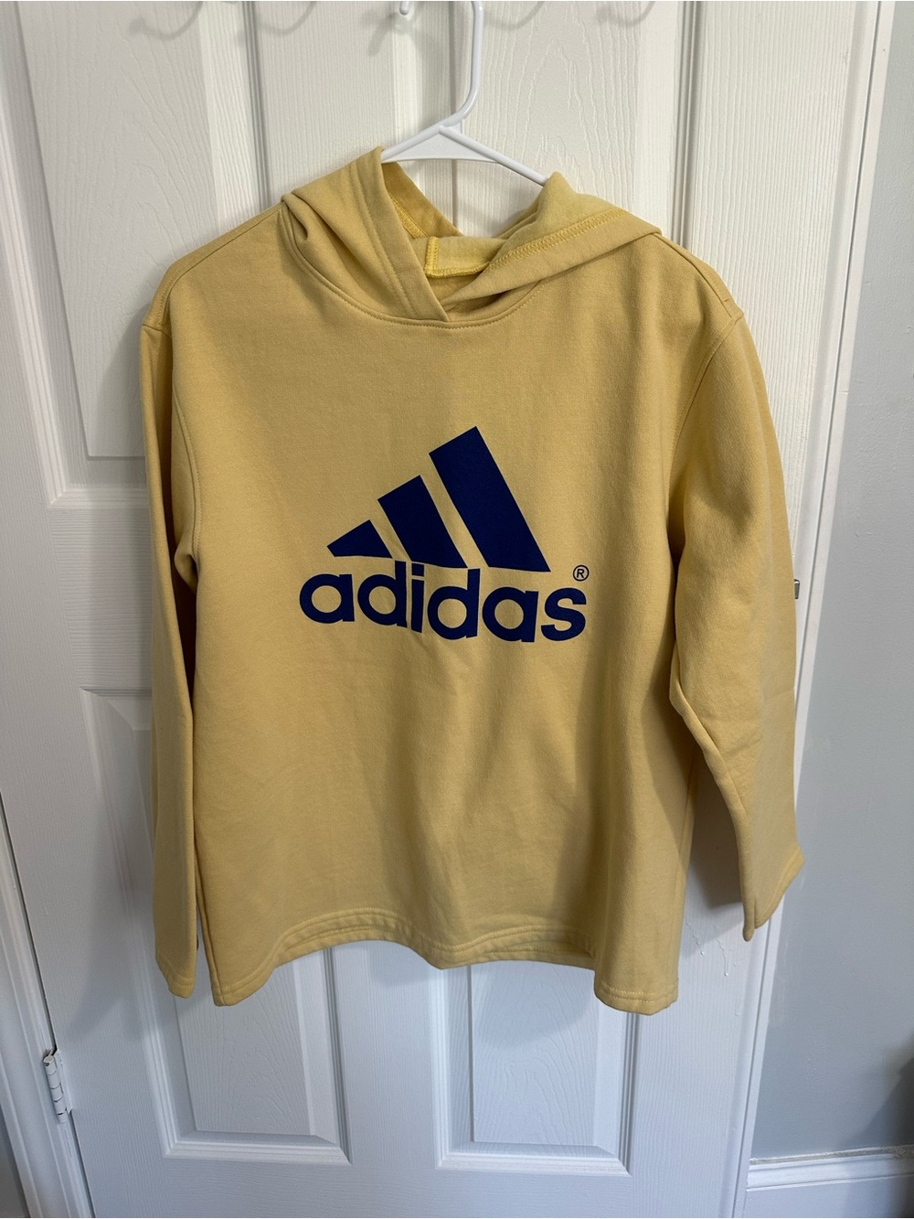 Adidas Yellow Pullover Hoodie with Navy Logo Size Medium